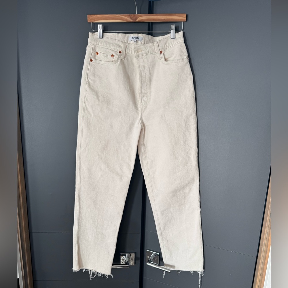 Re/Done Cream High-Rise Straight Jeans